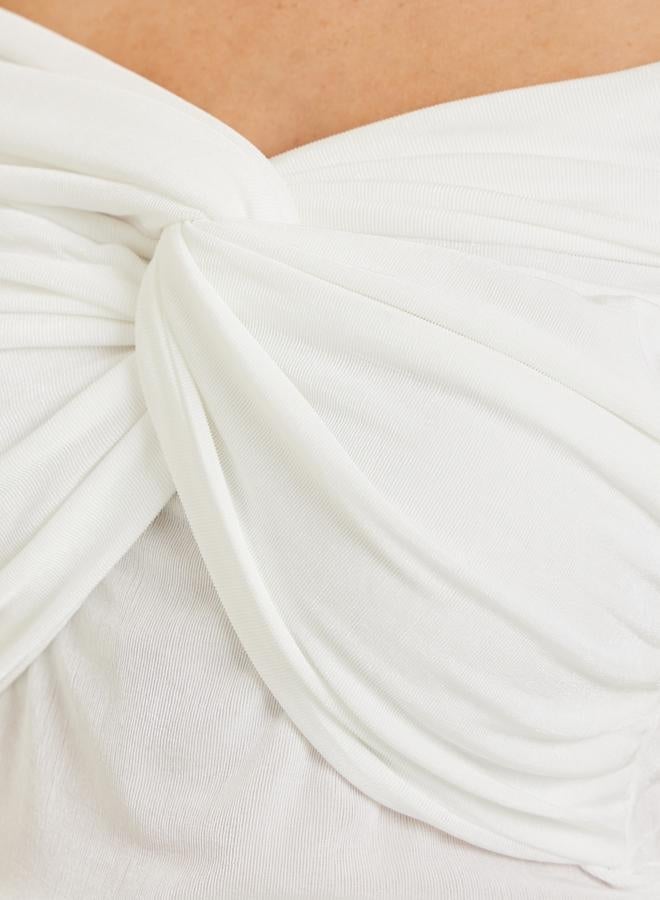 ستايلي بلوزة محبوكة مكشوفة الكتفين بتصميم ملتوي - Image 3